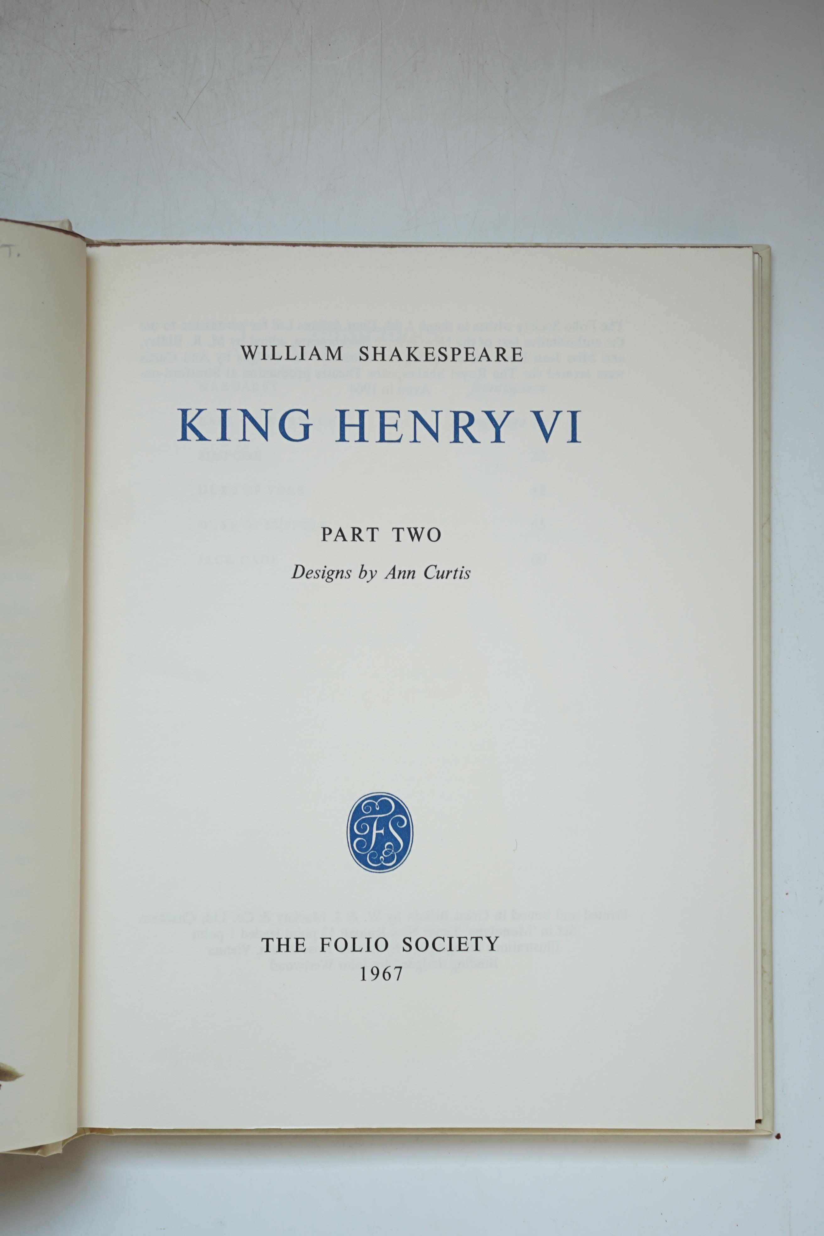 Folio Society - William Shakespeare. [The Plays.] London: The Folio Society, 37 vols. mixed impressions, 8vo, cloth, various illustrators, including Salvador Dali, Michael Ayrton and Isamu Noguchi, The Folio Society, Lon